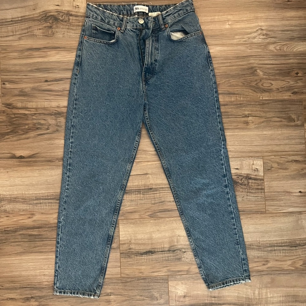 Zara Women's Straight Leg Jeans - Blue Denim